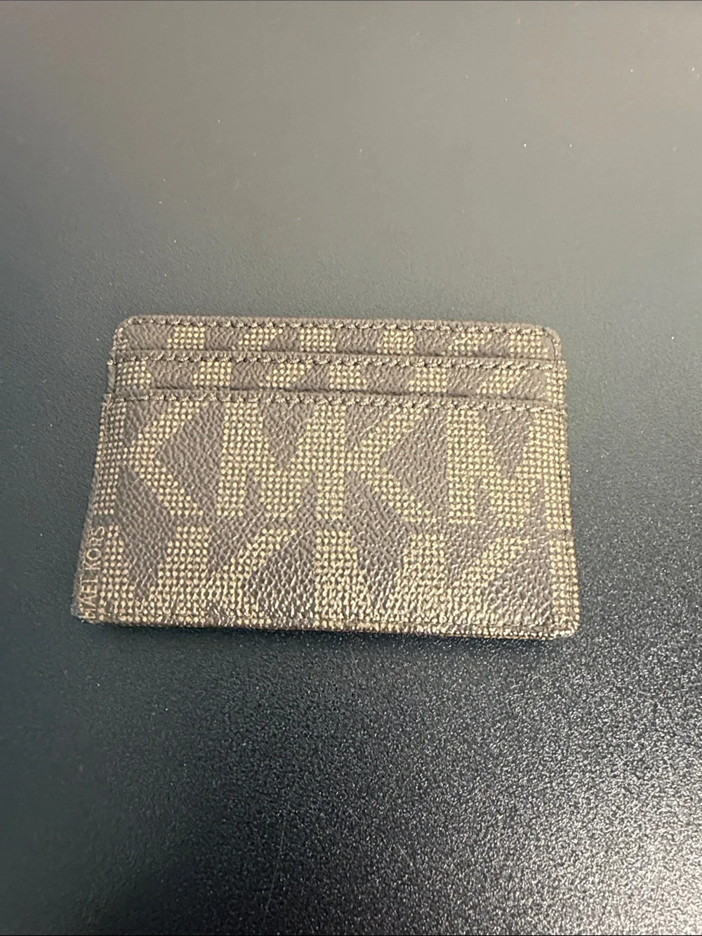 Michael Kors Brown and Gold MK Logo Card Case